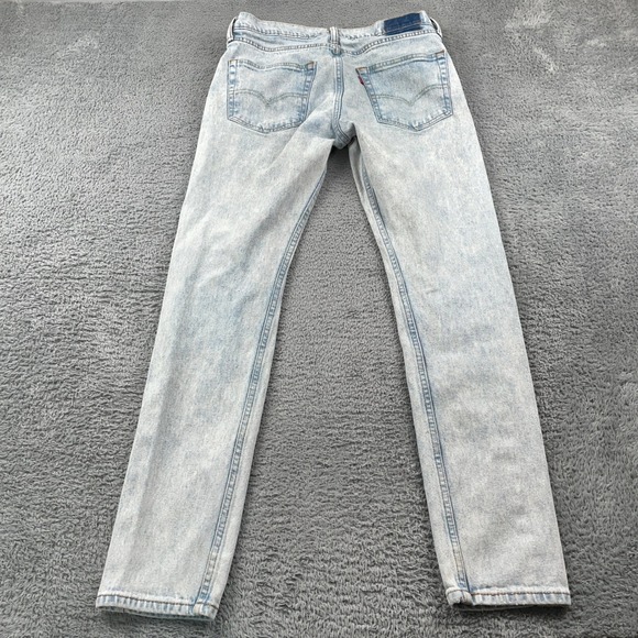 Levis Jeans Mens 33x34 Light Wash Acid Wash Denim Slim Straight Stretch Casual - Picture 4 of 11
